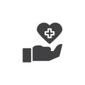 Cardiology Care Hand vector icon