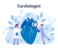 Cardiology concept. Cardiologist listen to heartbeat. Doctor deal