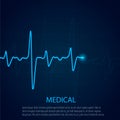 Cardiology concept with pulse rate diagram. Medical background with heart cardiogram. Royalty Free Stock Photo