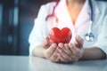 cardiology health hand person concept heart care medicine hospital doctor. Generative AI.