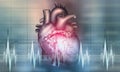 Cardiology. Healthy heart concept. Transplantology of internal organs. Heartbeat, Pulse Monitor