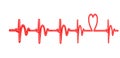 Cardiology heartbeat rhythm ecg on white background - illustration design style