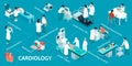 Cardiology Isometric Infographics Background