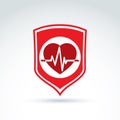 Cardiology protection heart cardiogram icon, cardio