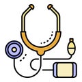 Cardiology stethoscope icon color outline vector Royalty Free Stock Photo