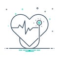 Black mix icon for Cardiology surgery, cardio and heart