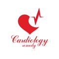 Cardiology vector conceptual emblem made with a heart pulsating