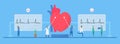 Cardiology vector illustration. Diagnostic and analysis can treat arrhythmia heart disease to be normal. Flat tiny style