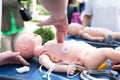 First aid and CPR class for a baby Royalty Free Stock Photo