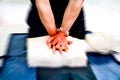 Cardiopulmonary resuscitation CPR training medical procedure. Royalty Free Stock Photo