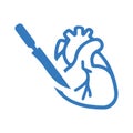 Cardiothoracic surgery, heart surgery icon. Blue color design