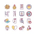 Cardiovascular diseases RGB color icons set Royalty Free Stock Photo