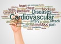 Cardiovascular Diseases word cloud and hand with marker concept