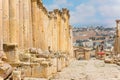 The Cardo Maximus street in Jerash ruins Jordan