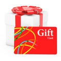 Cardoard Gift Box with Gift Card. 3d Rendering Royalty Free Stock Photo