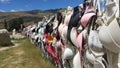 CARDRONA-NEW ZEALAND, JANUARY 2017: More than 7000 thousands bras at Cardrona bra fence, a touristic attraction also named