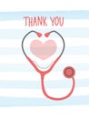 Simple vector Thank You appreciation card to the healthcare workers, nurses, doctors, hospital workers.