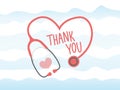 Simple vector Thank You appreciation card to the healthcare workers, nurses, doctors, hospital workers.