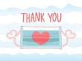 Simple vector Thank You appreciation card to the healthcare workers, nurses, doctors, hospital workers.