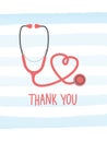 Simple vector Thank You appreciation card to the healthcare workers, nurses, doctors, hospital workers.