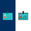 Cards, Business, Contacts, Id, Office, People, Phone  Icons. Flat and Line Filled Icon Set Vector Blue Background Royalty Free Stock Photo