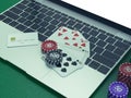 Cards and chips for poker on notebook. Royalty Free Stock Photo