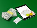 Cards and chips for poker on tablet. Royalty Free Stock Photo