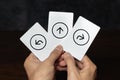 Cards with 3 different ways that is hard to choice Royalty Free Stock Photo
