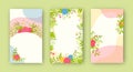 Cards with floral elements collection set trendy Royalty Free Stock Photo