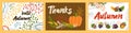 Cards Hello Autumn, Thank. Seasonal concept banner with quote