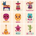 Cards with Mexican symbols Royalty Free Stock Photo