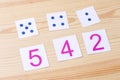 Cards with numbers and dots. The study of numbers and mathematics