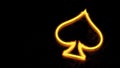 Cards Spades Symbol With Neon Lights - 3D Illustration