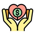 Care allowance money icon color outline vector