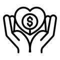 Care allowance money icon, outline style