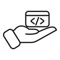 Care api code icon outline vector. Gear hosting server