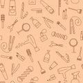 Care&Beauty seamless pattern. Barber shop icons.