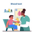 Care during blood test. Vector