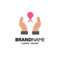 Care, Breast Cancer, Ribbon, Woman Business Logo Template. Flat Color