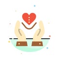 Care, Compassion, Feelings, Heart, Love Abstract Flat Color Icon Template