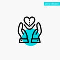 Care, Compassion, Feelings, Heart, Love turquoise highlight circle point Vector icon