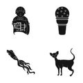 Care, design, cafe and other web icon in black style.cat, home, wool, icons in set collection.