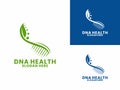 Care DNA Genetic Logo Design Template. DNA with Leaf logo design vector Royalty Free Stock Photo
