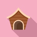 Care dog kennel icon flat vector. Roof home