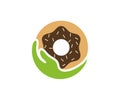 Care Donuts logo design vector template, Bakery logo concept, Creative icon symbol