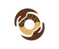 Care Donuts logo design vector template, Bakery logo concept, Creative icon symbol