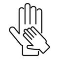 Care hand support icon outline vector. Unit shield