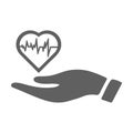 Care, healthcare, heart icon. Gray vector sketch.