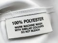 Care label 100% polyester isolated on white background Royalty Free Stock Photo