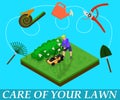 Care for Lawn Infographic. Vector Illustration.